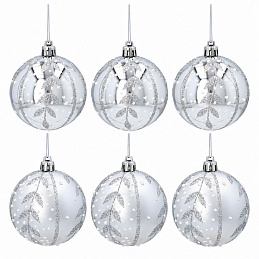Aga Christmas Ornaments 7cm 6pcs Silver - Leaves
