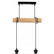 Hanging Ceiling Light LED Wooden Beam 2xE27 Chandelier Glass Strips