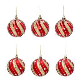 Aga Christmas Ornaments 7cm 6pcs Red - Pearl