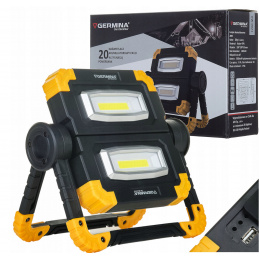 Portable rechargeable LED floodlight with power bank function, dual 20W - IP44 - cool color