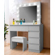 Aga Dressing table with mirror, lighting and el.drawer + Stool Matte White