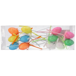 Brocade polystyrene eggs on sticks 12 pcs