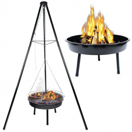 GQ8 GARDEN FIRE PIT GRILL TRIPOD + FIRE PIT