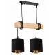 Hanging Ceiling Light LED Wooden Beam 2xE27 Chandelier Loft Lampshade Gold