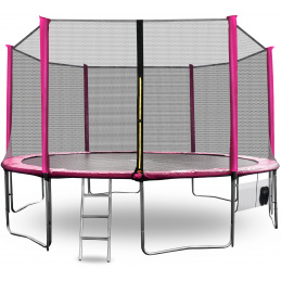 Aga SPORT PRO Trampoline 430 cm Pink + Safety Net + Ladder + Shoe Pocket