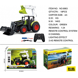 R/C Tractor 1:24 Green with Digger Function
