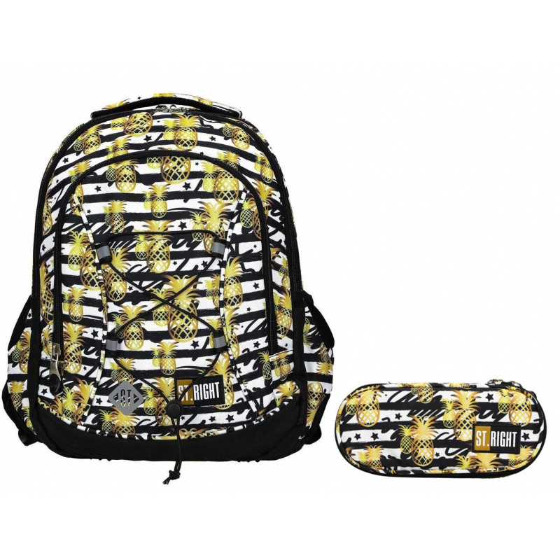 St.RIGHT School set three-chamber backpack + case Tropical Party