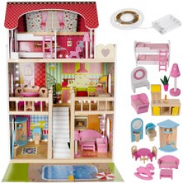 LED Dollhouse with pool and accessories XXL Kruzzel 11251