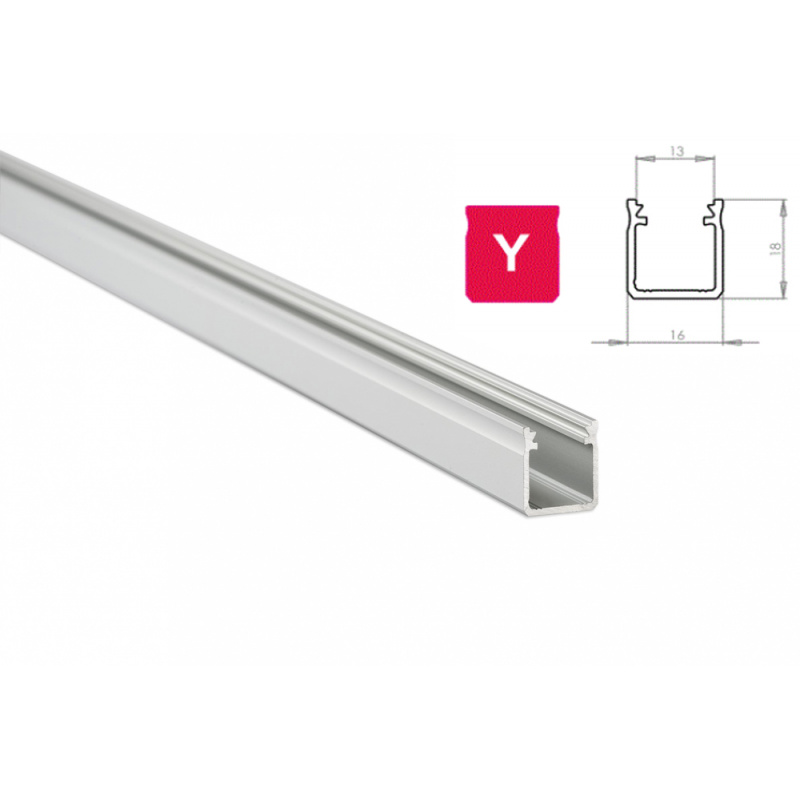 Aluminium profile for LED strips Y surface 1m ELOXED