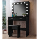 Aga Dressing table with mirror and lighting + stool Matte Black