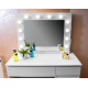 Aga Dressing table with mirror, lighting and el.drawer + Stool Matte White