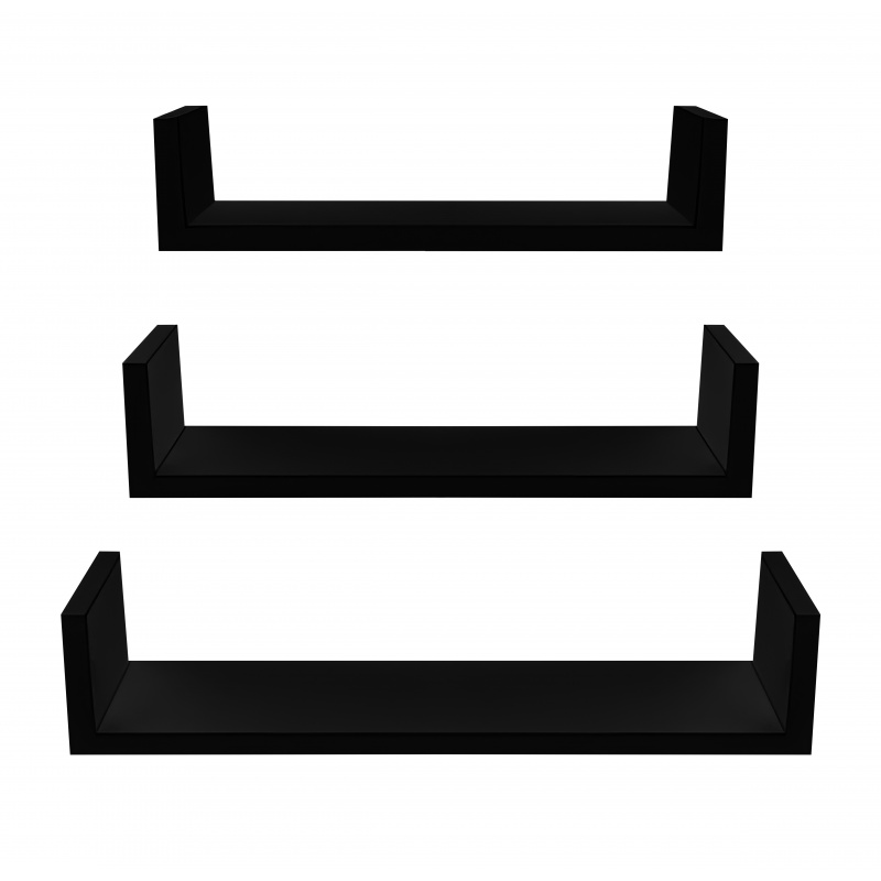 Linder Exclusiv Set of 3 Wall Shelves Black