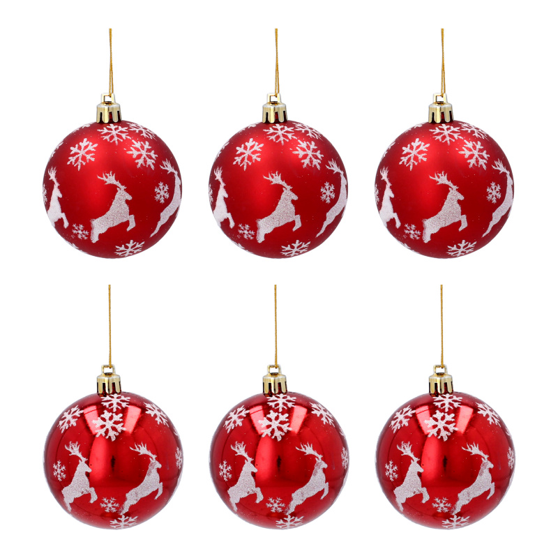 Aga Christmas Ornaments 7cm 6pcs Red - Deer