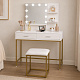 Aga Dressing Table with Mirror and LED Lighting + Stool Matte White