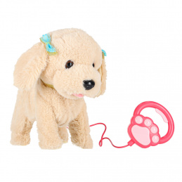 Interactive dog on a leash barks walks wags its tail Poodle
