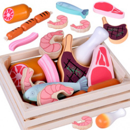 Wooden BOX WITH COLD CUTS - set of toy meats for children ZA5942 universal