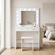 Aga Dressing table with mirror and lighting + stool Matte white