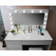 Aga Dressing table with mirror and lighting + stool Glossy white