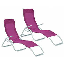 Aga 2x Garden Lounger SIESTA Dark Pink