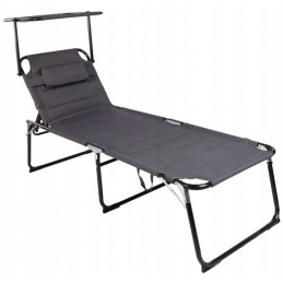 Linder Exclusiv Garden Lounger XXL with Canopy Grey