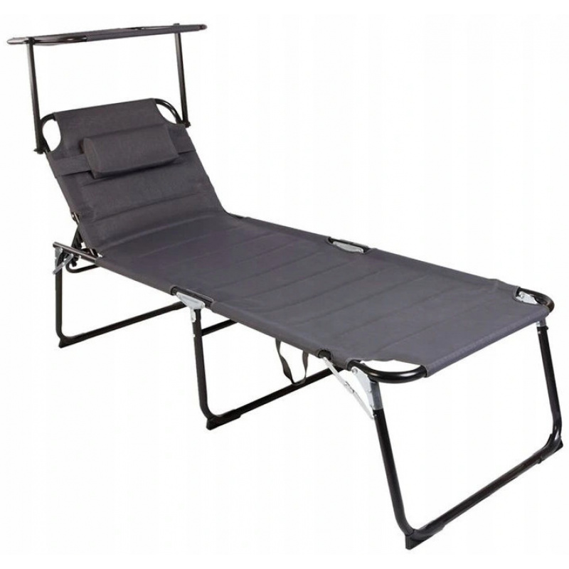 Linder Exclusiv Garden Lounger XXL with Canopy Grey