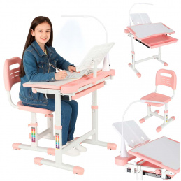 Children's desk with drawer chair lamp pink