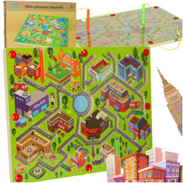Magnetic Wooden Board Game Maze for Traveling Big City 2 Players