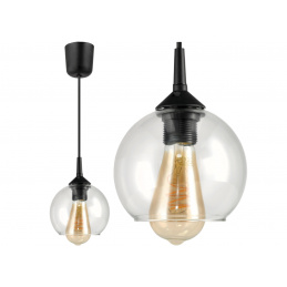 Glass pendant ceiling light, LED E27 chandelier, transparent globe