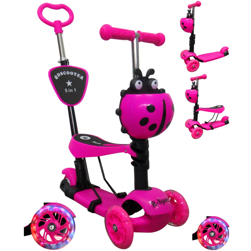 R-Sport Children's three-wheeled scooter H3 Pink 5in1 with LED wheels