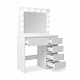 Aga Dressing table with mirror and lighting + stool Matte white
