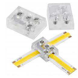 Universal connector for COB 8mm LED strip, straight angle T