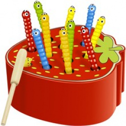 Wooden Magnetic Worm Hunting Game Strawberry ISO