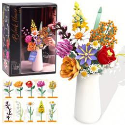 Technical blocks flowers FLOWER BOUQUET ceramic vase 1070 elements ZA5865 universal