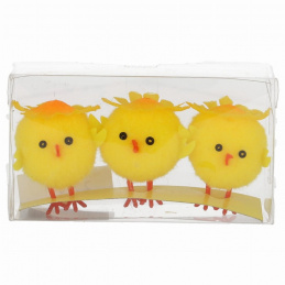 Set of 3 chicks with a flower on their head Easter
