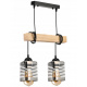 Hanging Ceiling Light LED Wooden Beam 2xE27 Chandelier Glass Strips