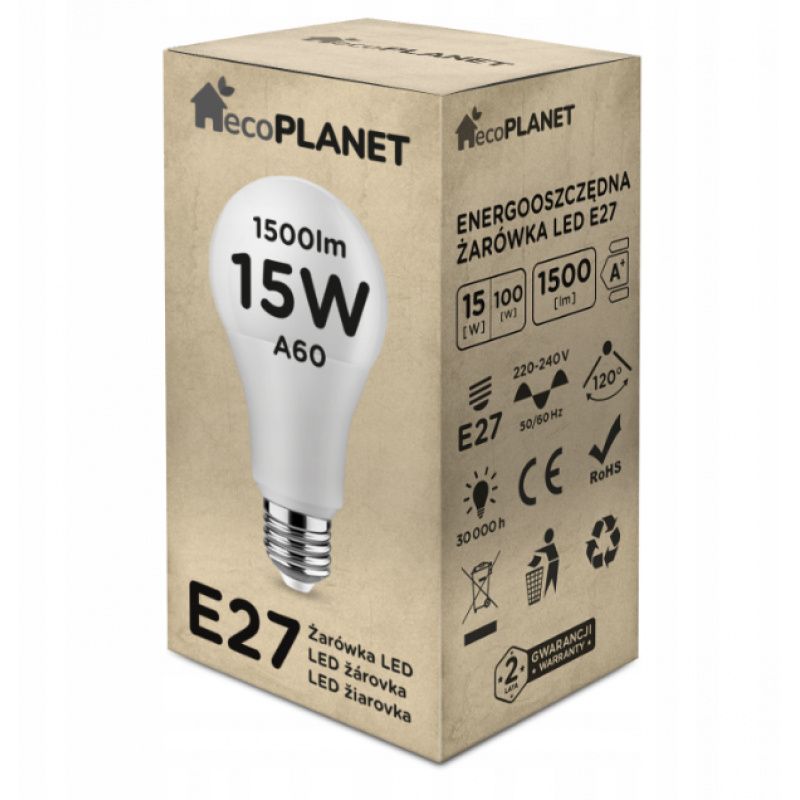 LED bulb E27 A60 15W 1500lm - white neutral