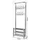 Clothes rack with three shoe shelves black ISO 15744