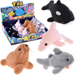 Plush Ocean Animals with Squeaker - Seal Dolphin Orca Shark ZA5779 Universal