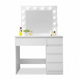 Aga Dressing table with mirror, lighting and el.drawer Matte White