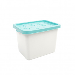 Doloni Storage Box with Lid 37x27x27 White/Turquoise