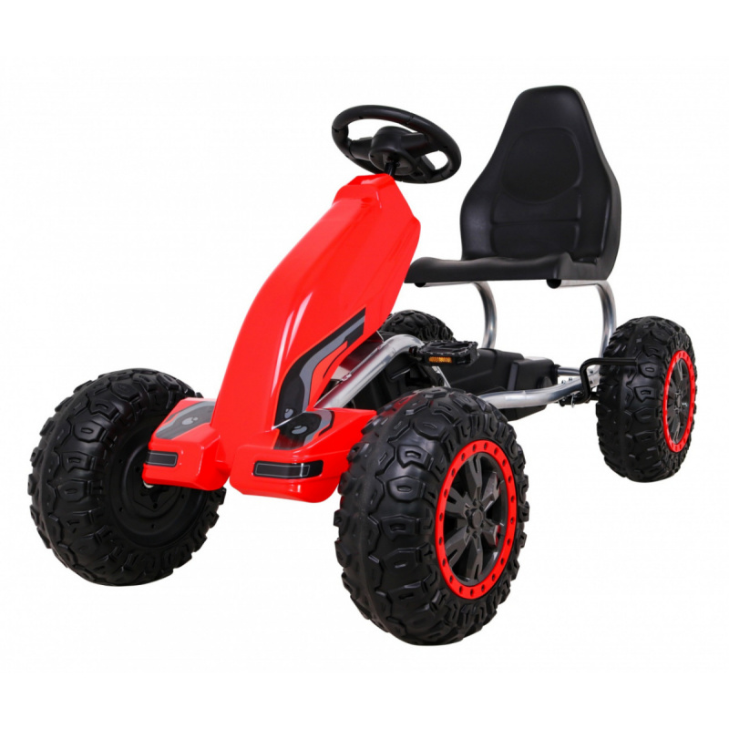 Large Pedal Go-Kart Strong for Kids Red + 100 kg Load + EVA Wheels + Hand Brake + Sport Seat