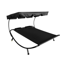 Aga Garden Lounger for Two People with Canopy Black