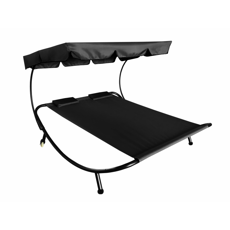Aga Garden Lounger for Two People with Canopy Black