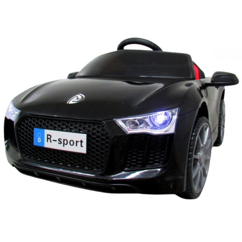Cabrio B4 Black Children's Battery-Powered Car, Remote Control, Leather Lights