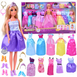 Anlily Doll MODEL + large set of 11 dresses and princess accessories ZA5695 universal