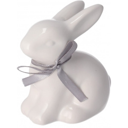 Ceramic bunny with a bow for display