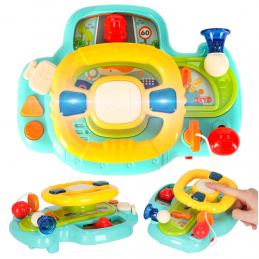 Children's interactive stroller steering wheel music simulator sounds blue