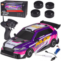 Remote-controlled drift car with interchangeable tires, 4WD, RC0744 universal, with LIGHTING