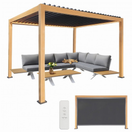 Garden pergola 3x4 m LED lighting 4 side curtains anthracite - remote control