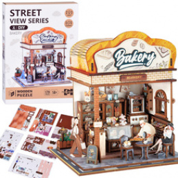 Wooden 3D PUZZLE Building Series Bakery 179 elements lighting ZA6013 universal